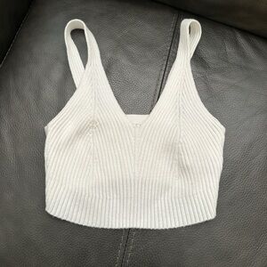 SHEIN White Ribbed Knit Crop Top